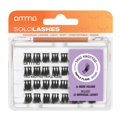 AMMA Sololashes Pestañas Postizas Trio Con Nudo Triple Flare S