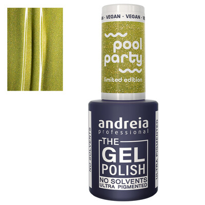 ANDREIA THE GEL POLISH COLEÇÃO POOL PARTY PP6 VERDE GLITTER HOLOGRÁFICO