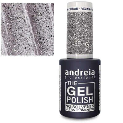 Andreia The Gel Polish G38 esmalte de uñas en gel Glitter Plateado